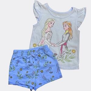 Disney Frozen 2T floral blue outfit set